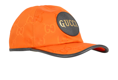 Gucci Off The Grid Baseball Cap, £180, Accessories, Black/Orange, Fabric/Leather, Front view